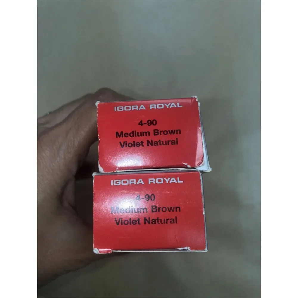 2 x Schwarzkopf Igora Royal Permanent Hair Color Creme 4-90 Medium Brown dye lot